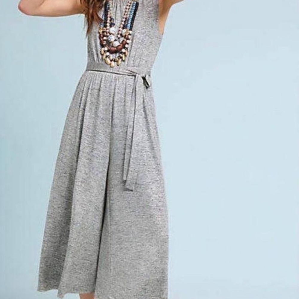 Anthropologie Meadow Rue, jumper romper, silver, Size M with belt, lined